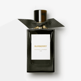 Burberry Midnight Journey EDP 100ml in a sleek dark glass bottle with gold accents and a textured black bow, ideal for unisex fragrance lovers.