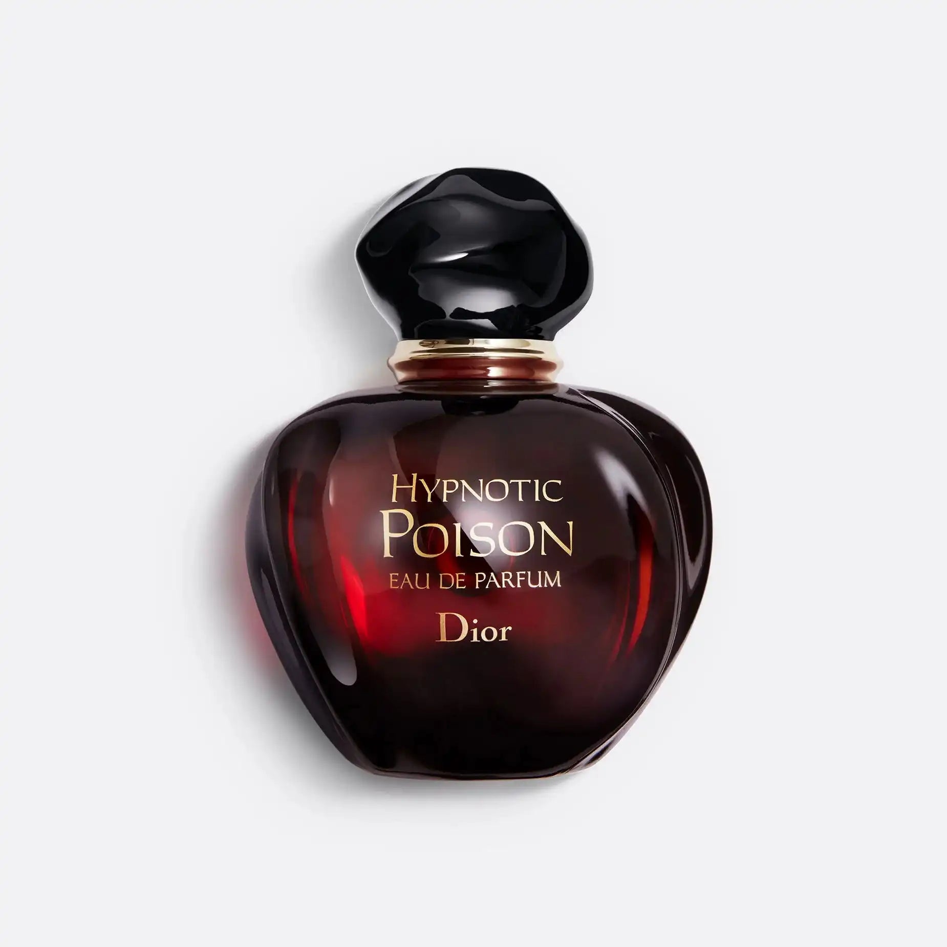 Dior Hypnotic Poison Eau de Parfum 100ml bottle in deep red with black cap, showcasing a sensual amber vanilla fragrance for women.
