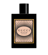 Gucci Bloom Eau de Parfum Intense 100ml in sleek black bottle with radiant floral label, ideal for women seeking sensual white floral elegance.