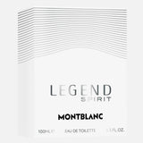 Mont Blanc Legend Spirit Eau de Toilette 100ml box featuring minimalist white design with silver accents, suited for luxury pet fragrance shelves.