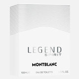 Mont Blanc Legend Spirit Eau de Toilette 100ml box featuring minimalist white design with silver accents, suited for luxury pet fragrance shelves.