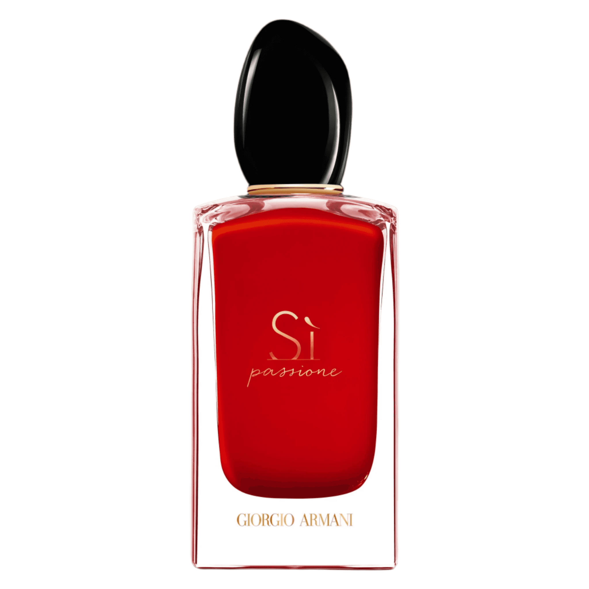 Armani Si Passione EDP 100ml perfume bottle in bold red with black cap, ideal for women seeking a confident, floral-fruity fragrance.