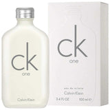 Calvin Klein CK One Eau de Toilette 100ml with box packaging, showcasing its clean, modern aesthetic for men and women.