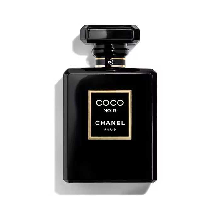 Chanel Coco Noir Eau de Parfum 100ml in sleek black bottle with gold accents, ideal for luxury women's fragrance collections.