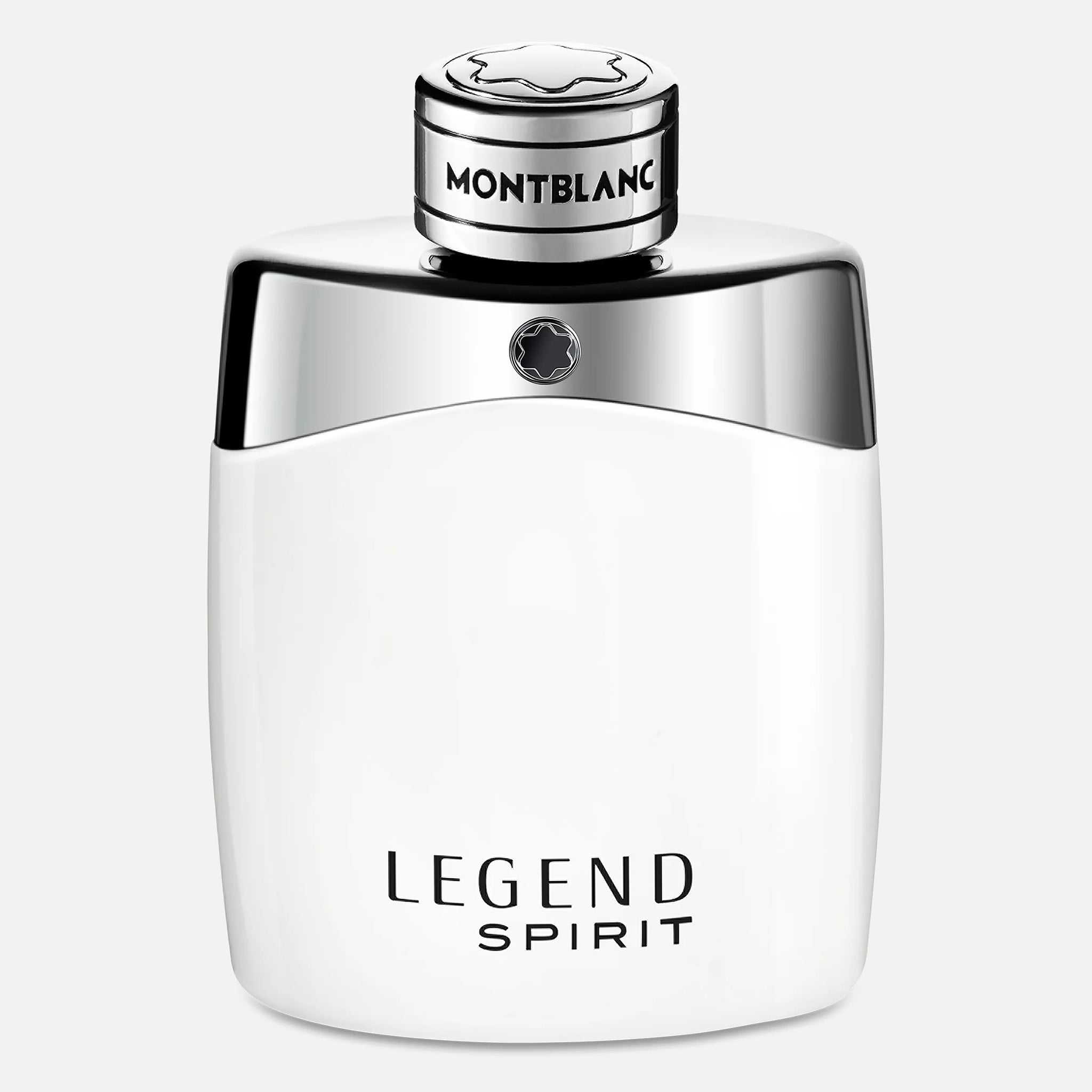 Mont Blanc Legend Spirit Eau de Toilette 100ml bottle with sleek white and silver design, ideal for men’s grooming and pet fragrance collections.